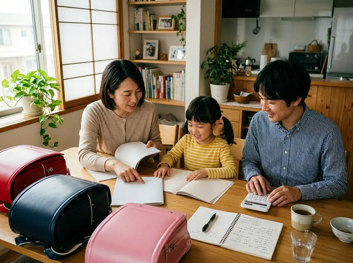 ランドセル選びをする親子