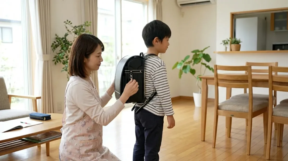 黒いランドセルを背負う男の子