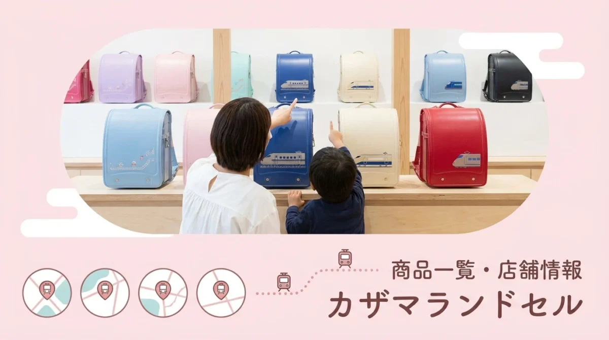 カザマランドセルの商品一覧と店舗情報をまとめた図解