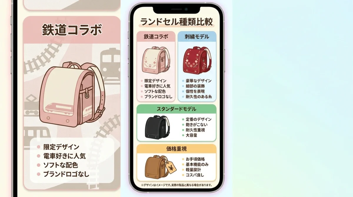 カザマランドセルの商品タイプ別の選び方図解
