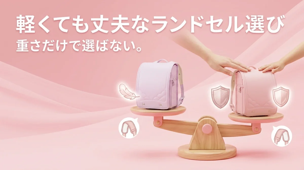 軽くて丈夫なランドセルの選び方を説明する図解