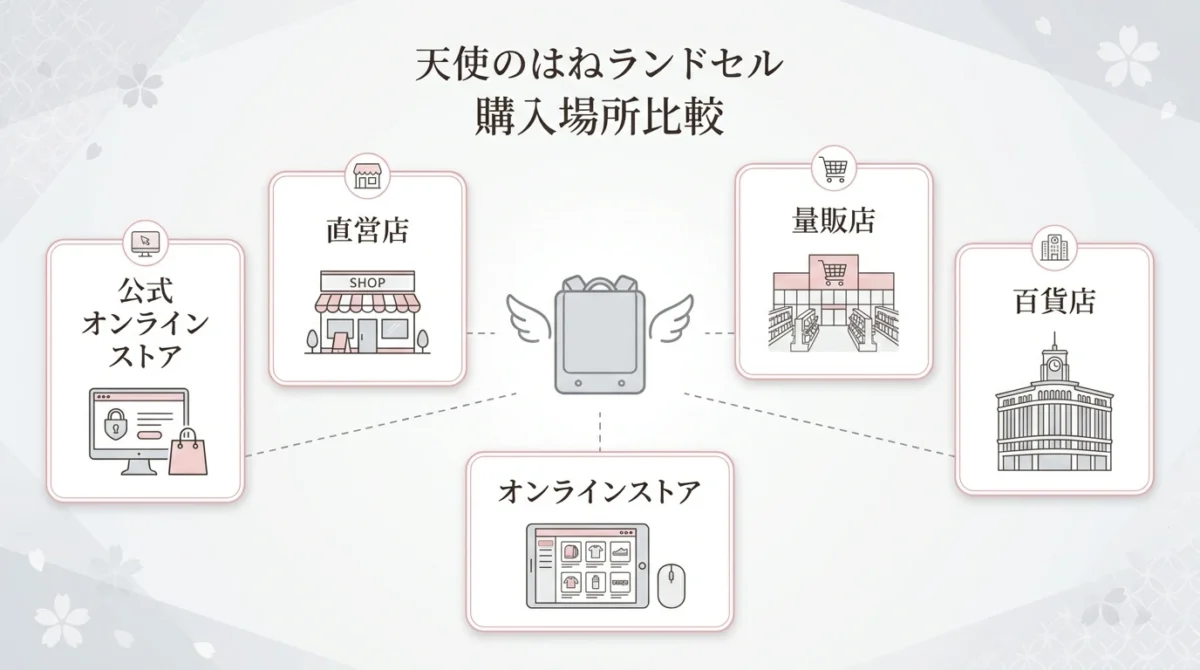 天使のはねの購入先を公式通販・直営店・量販店・百貨店・ネット通販で比較する図解